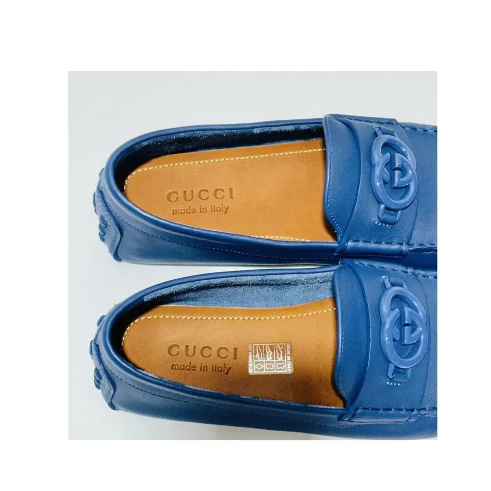 NIB Gucci GG Interlocking G Loafer G 8 US 8.5 Blue Driver moccasins Shoes